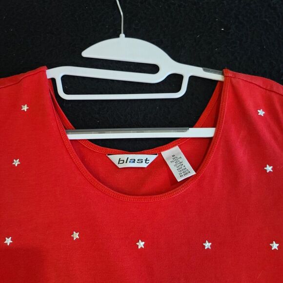 Blast Womens Tank Top Red Size Medium Polyester/Cotton Blend Stars On Shirt - Picture 8 of 11